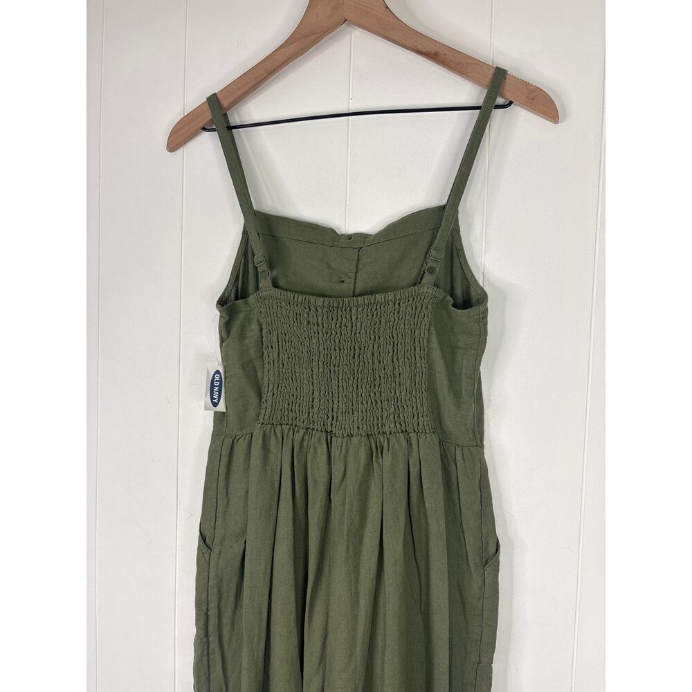 Old Navy Olive Green Linen-Blend Wide-Leg Jumpsuit - Picture 8 of 10